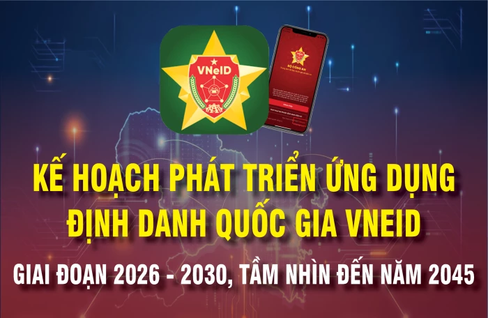 [Infographic] Kế hoạch phát triển ứng dụng định danh quốc gia VNeID giai đoạn 2026 - 2030, tầm nhìn đến năm 2045