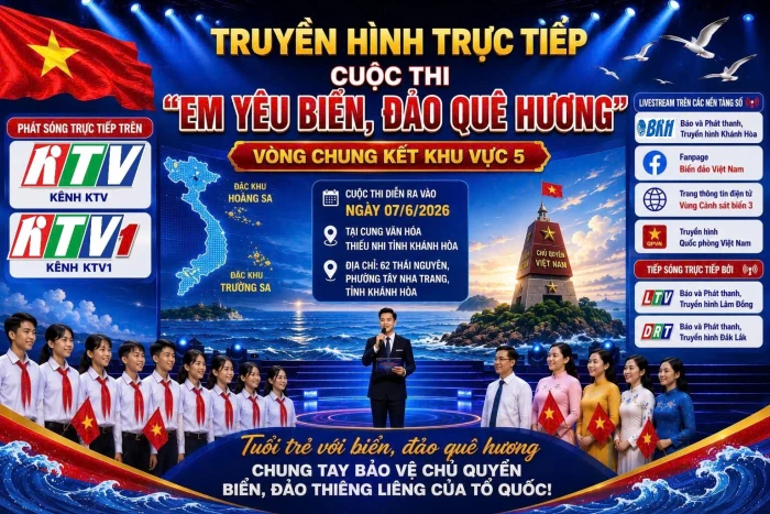 8 giờ sáng mai (7-6): Truyền hình trực tiếp Chung kết khu vực 5 Cuộc thi “Em yêu biển, đảo quê hương”