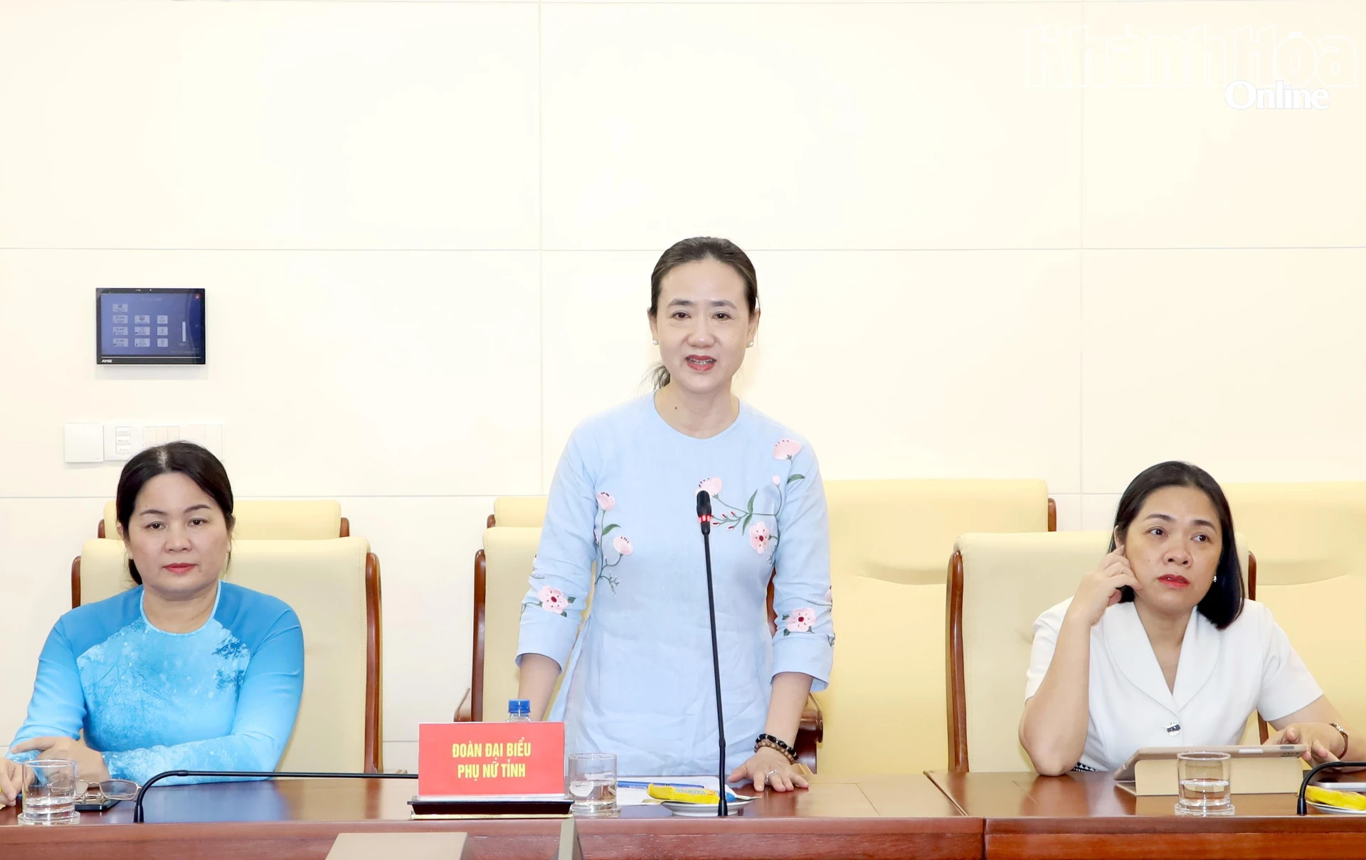 Lãnh đạo Hội Liên hiệp Phụ nữ tỉnh báo cáo về những hoạt động của đoàn.