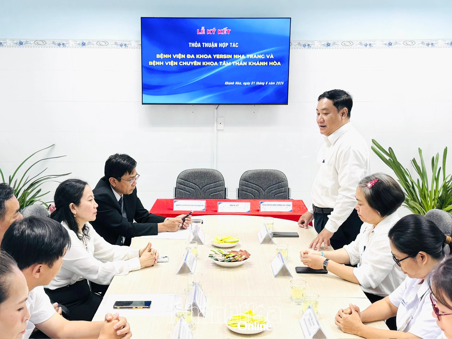 Lãnh đạo Sở Y tế phát biểu tại lễ ký kết.