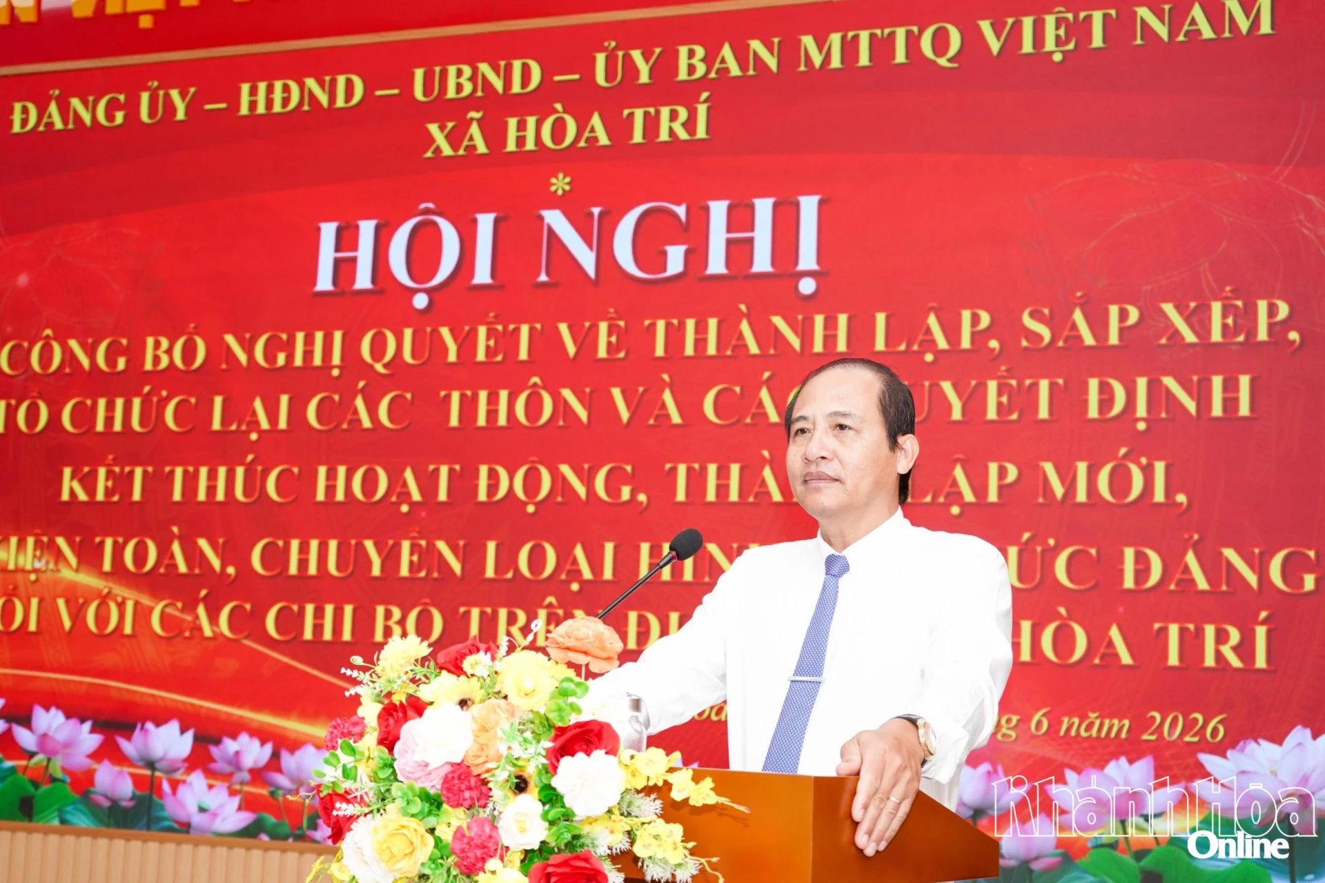 Ông Trần Văn Phải - Bí thư Đảng ủy, Chủ tịch HĐND xã Hòa Trí phát biểu
