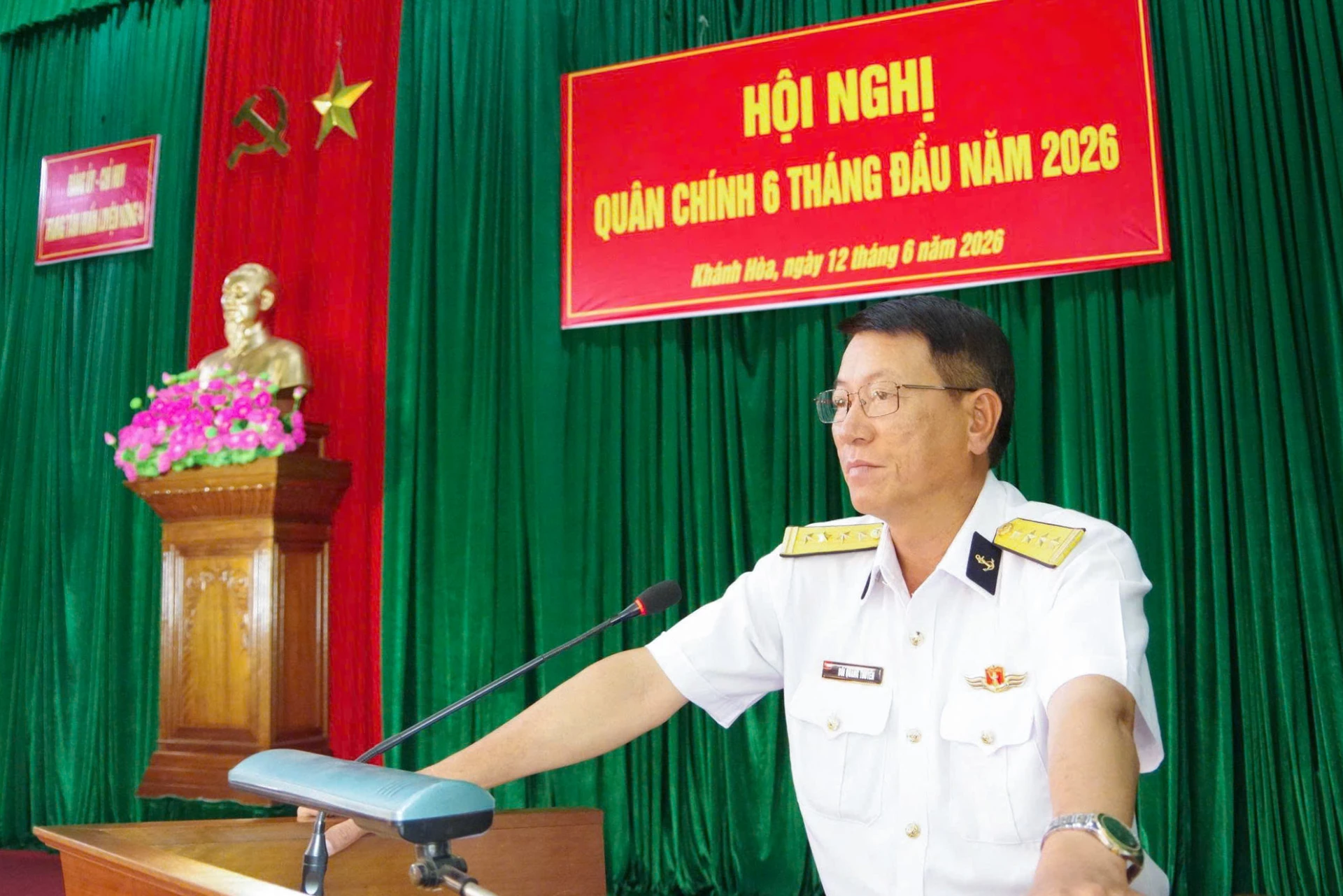 Đại tá Bùi Quang Thuyên phát biểu chỉ đạo tại hội nghị.