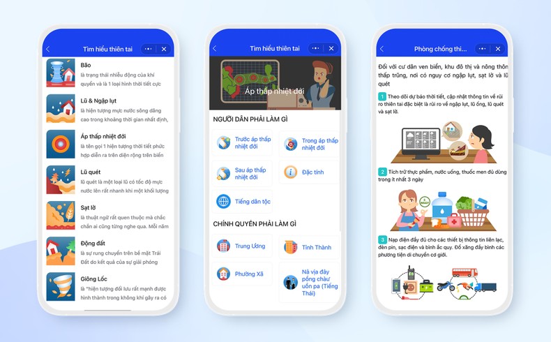 Mini app được đầu tư nội dung, hình ảnh để người dân tiếp cận và ghi nhớ các kỹ năng quan trọng khi chủ động phòng, chống thiên tai.