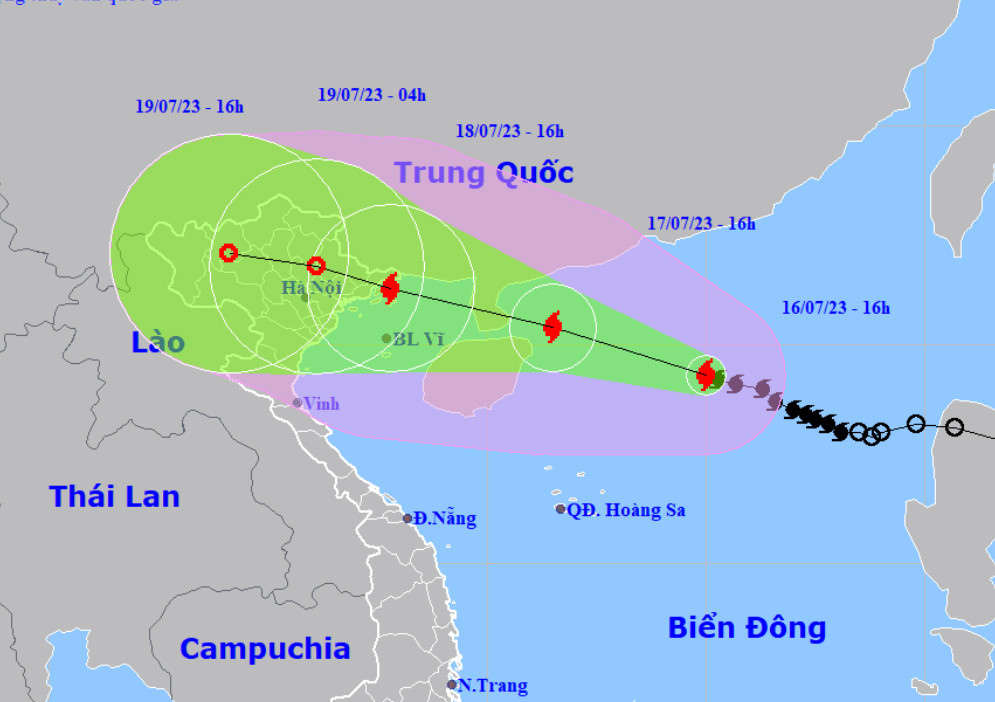 Vị trí và dự báo hướng di chuyển của bão số 1