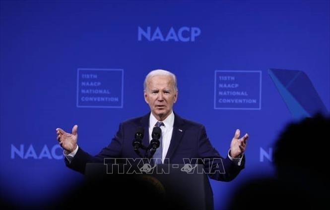 Tổng thống Mỹ Joe Biden phát biểu tại Las Vegas, Nevada, Mỹ, ngày 16/7/2024. Ảnh: Getty Images/TTXVN

