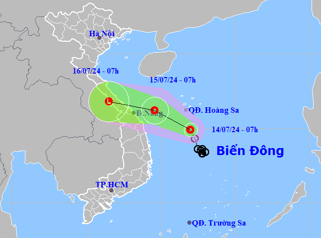 Vị trí và dự báo hướng di chuyển của áp thấp nhiệt đới