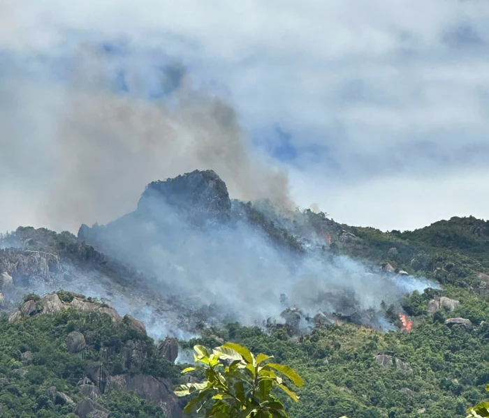 Khống chế đám cháy trên núi Hoàng Ngưu Sơn (phường Nam Nha Trang)
