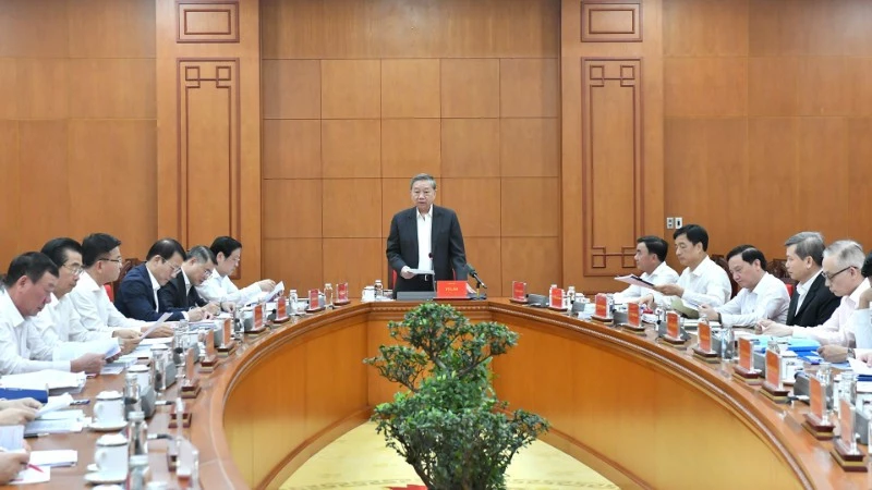 Tổng Bí thư Tô Lâm chủ trì Cuộc họp Thường trực Ban Chỉ đạo Trung ương về phòng, chống tham nhũng, lãng phí, tiêu cực, ngày 25/03/2025. (Ảnh: ĐĂNG KHOA)

