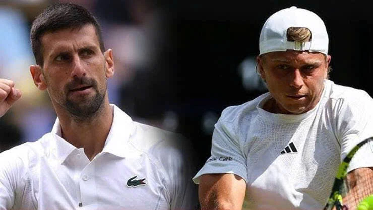 Djokovic (bên trái) gặp khó khăn trước Muller