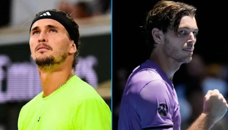 Zverv (hạt giống số 1, áo xanh) có cơ hội vô địch ATP 1000 nhưng Fritz (số 2, áo tím) sẵn sàng cản bước