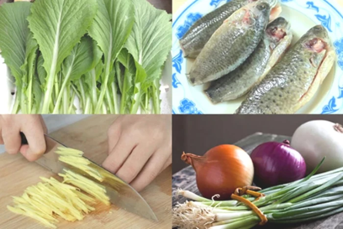 Canh cải cá rô nấu gừng 