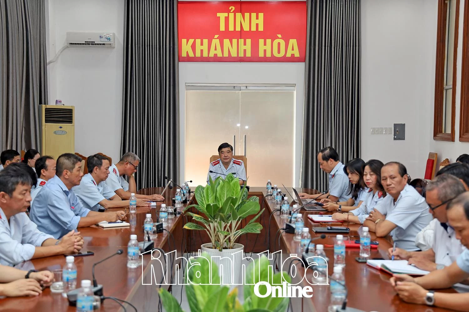 Quang cảnh hội nghị tại điểm cầu tỉnh Khánh Hòa.