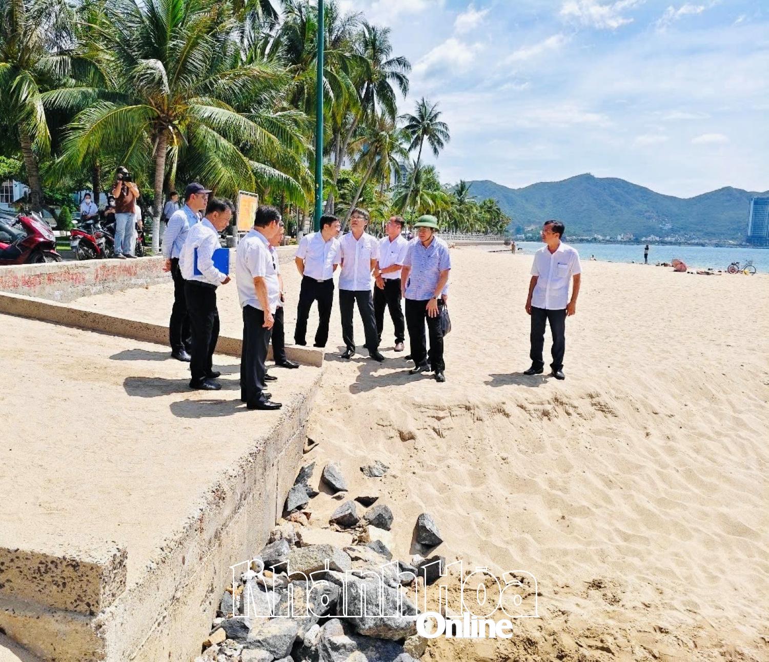 Đoàn khảo sát tìm giải pháp xử lý cống xả nước thải ra bãi biển Hòn Chồng