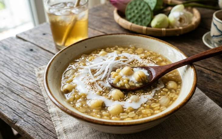 Chè đậu xanh hạt sen - món ăn thanh nhiệt, giải độc ngày hè