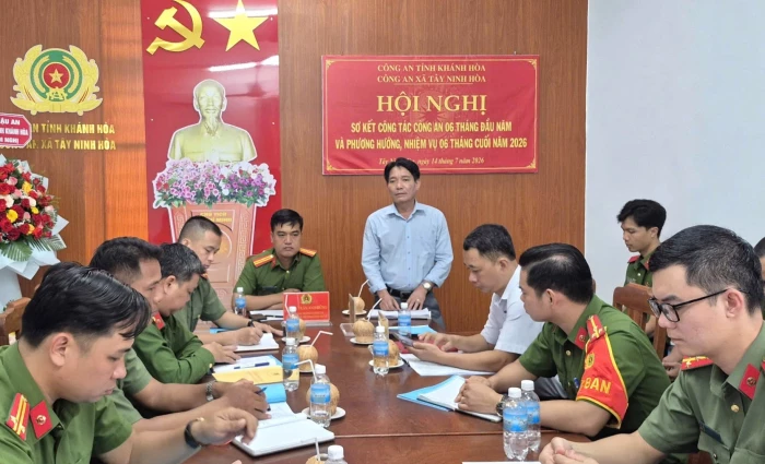 Công an xã Tây Ninh Hòa sơ kết công tác 6 tháng đầu năm 2026