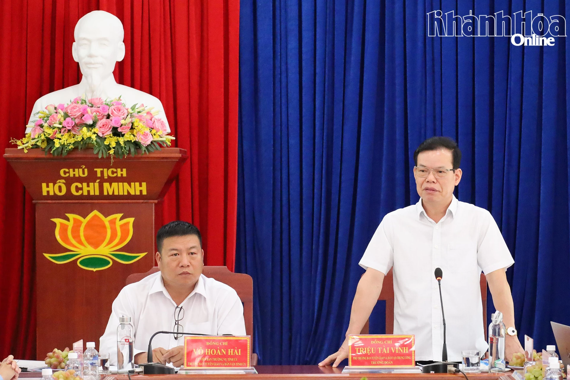 Đồng chí Triệu Tài Vinh phát biểu tại buổi kiểm tra, khảo sát.