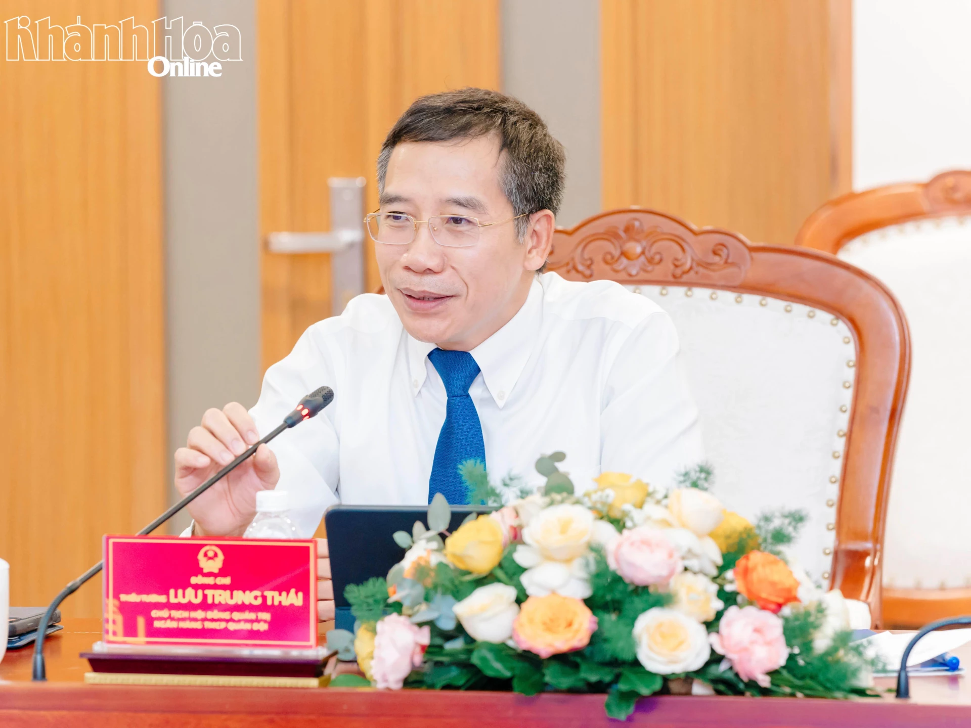Chủ tịch Hội đồng quản trị Ngân hàng Thương mại cổ phần Quân đội Lưu Trung Thái phát biểu tại lễ ký kết.