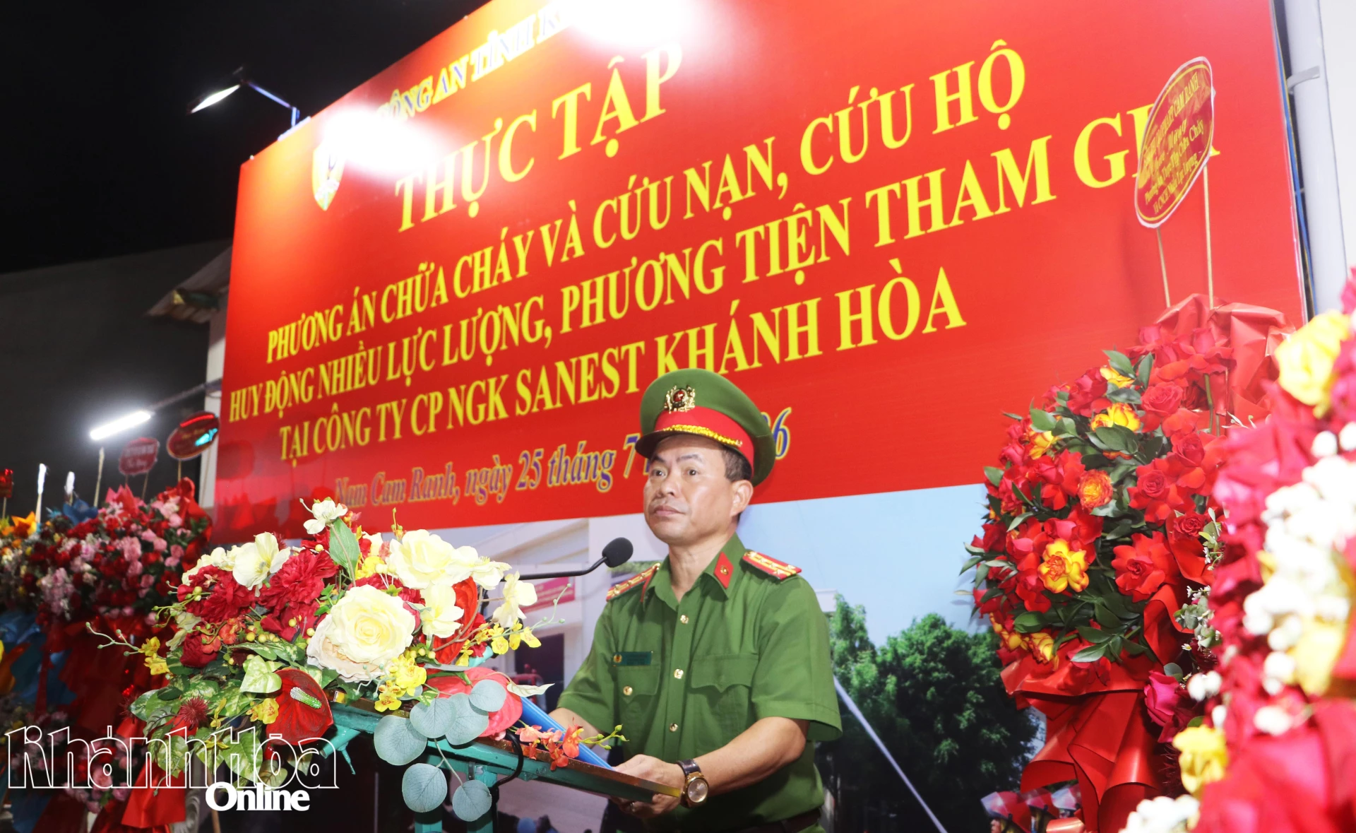 Đại tá Lê Quang Đồng phát biểu tại buổi thực tập.
