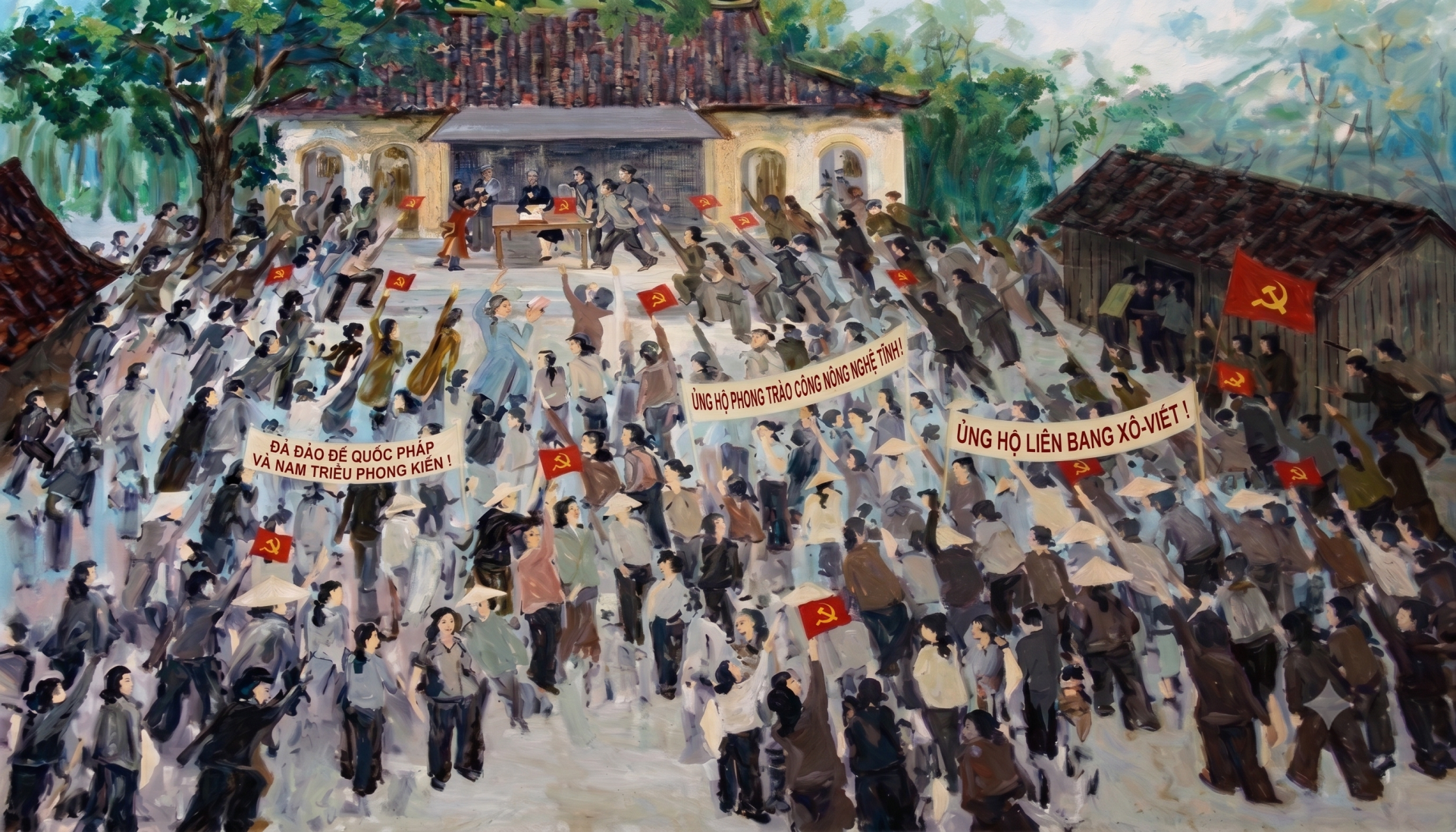 Tranh cuộc biểu tình ngày 16-7-1930 của Nhân dân huyện Tân Định