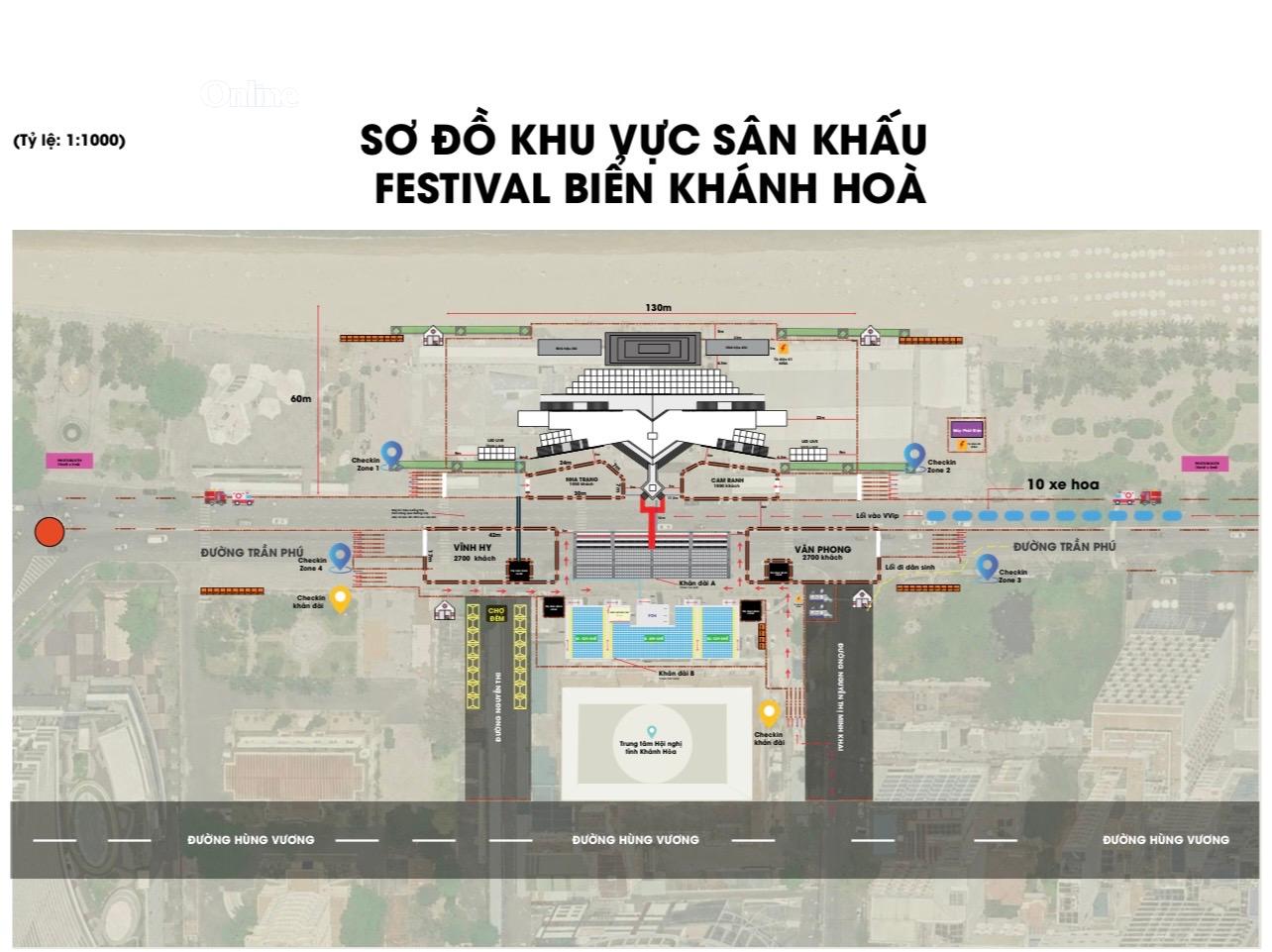 Không gian sân khấu Festival Biển Khánh Hòa 2026 có sức chứa hơn 10.100 người