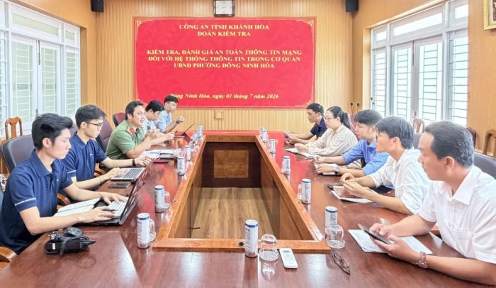 Công an tỉnh kiểm tra, đánh giá an toàn thông tin mạng tại UBND phường Đông Ninh Hòa