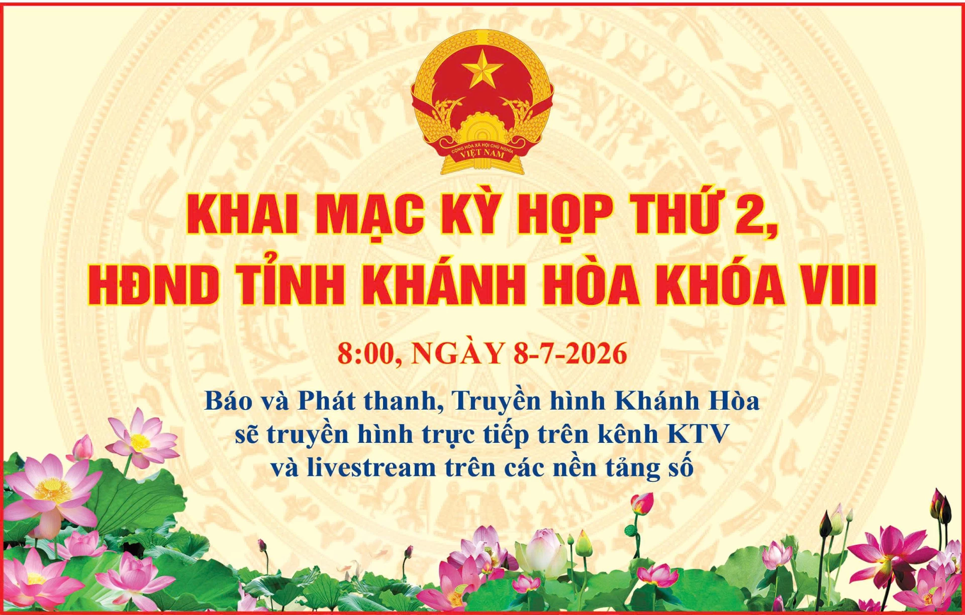 8 giờ sáng mai (8-7): Truyền hình trực tiếp Kỳ họp thứ 2, HĐND tỉnh Khánh Hòa khóa VIII