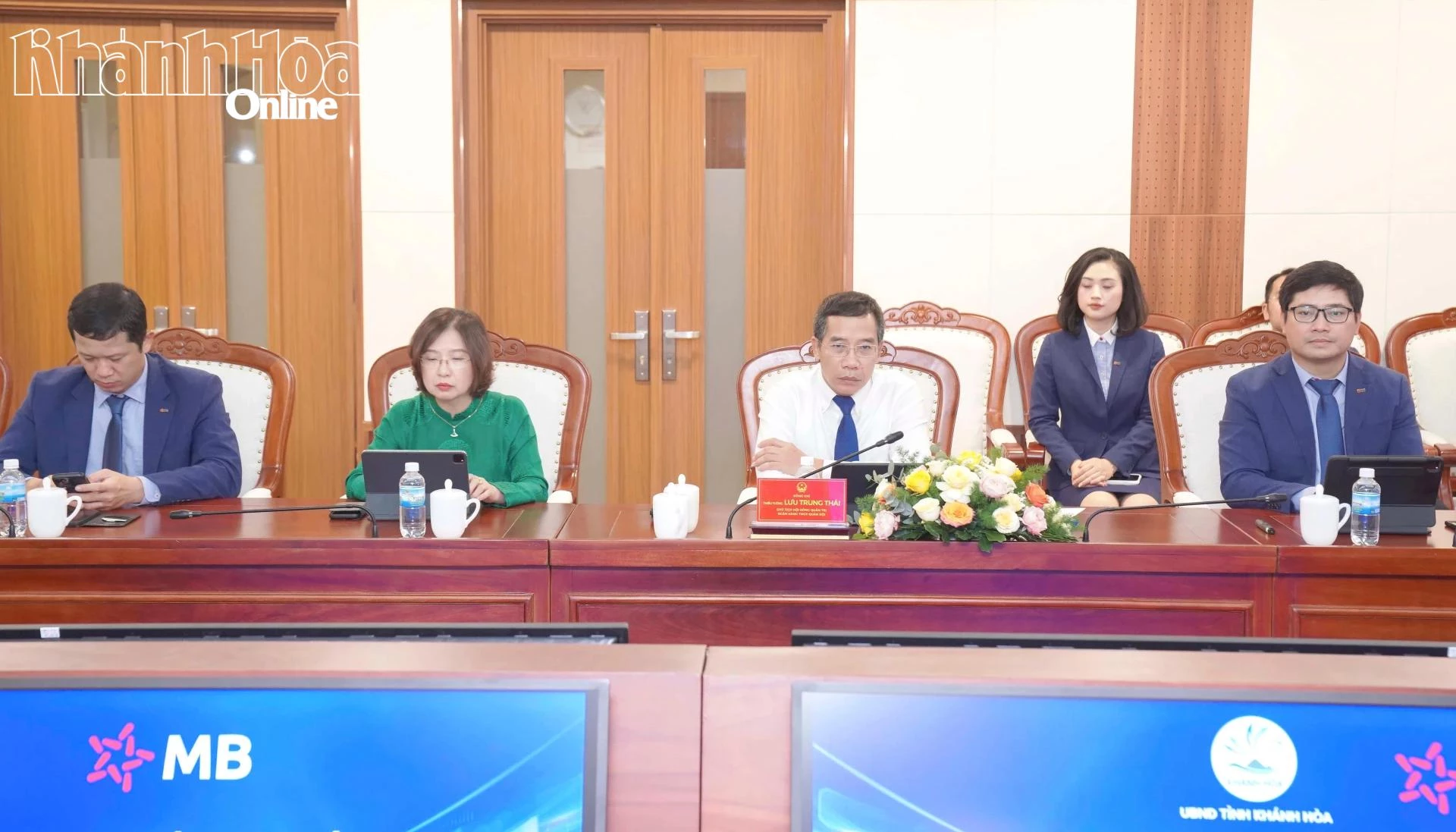 Chủ tịch Hội đồng quản trị Ngân hàng Thương mại cổ phần Quân đội Lưu Trung Thái và đại diện MB tham dự lễ ký kết.