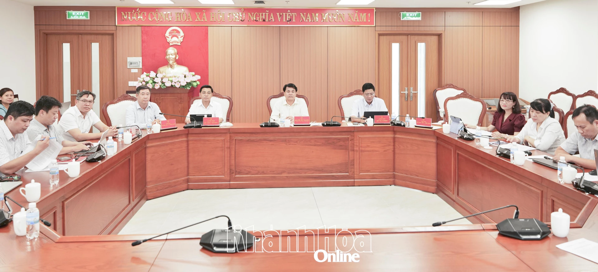 Quang cảnh hội nghị tại điểm cầu Khánh Hòa.