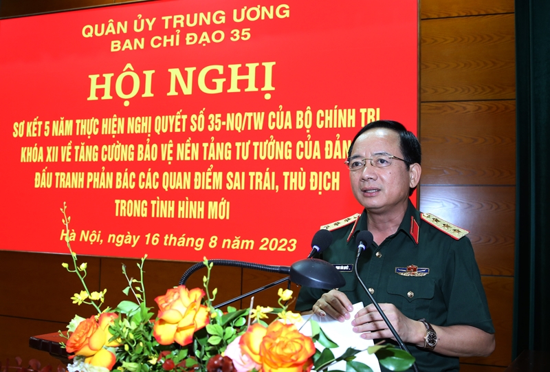  Thượng tướng Trịnh Văn Quyết phát biểu tại hội nghị

