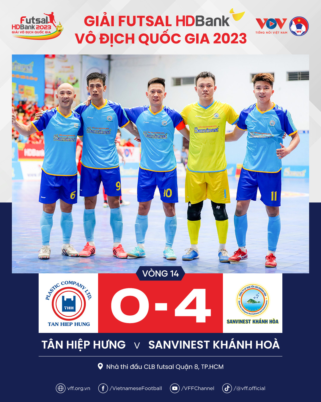 Sanvinest Khanh Hoa defeat Tan Hiep Hung 4-0 in their last match of 2023 season (Source: VFF)

