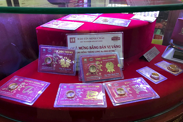 Giá vàng tăng 100.000 đồng/lượng so với đầu tuần