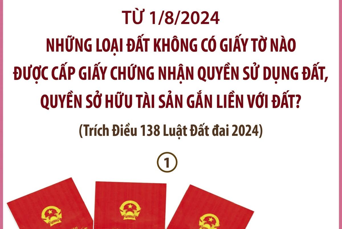 Từ 1/8/2024: Những loại đất không có giấy tờ nào được cấp Giấy chứng nhận quyền sử dụng đất, quyền sở hữu tài sản gắn liền với đất? (Phần 1)