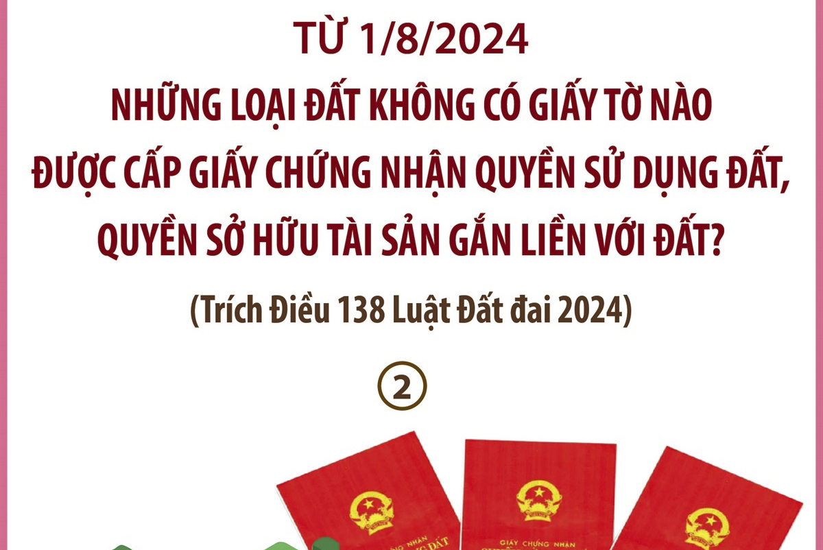 Từ 1/8/2024: Những loại đất không có giấy tờ nào được cấp Giấy chứng nhận quyền sử dụng đất, quyền sở hữu tài sản gắn liền với đất? (Phần 2)