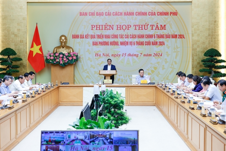  Thủ tướng chủ trì Phiên họp thứ tám Ban Chỉ đạo Cải cách hành chính - Ảnh: VGP/Nhật Bắc

