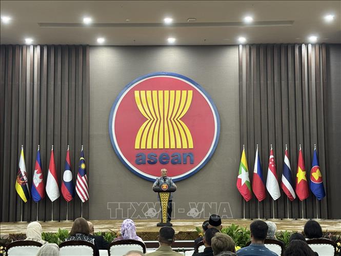 Ngày 1/8/2025, Tổng thống nước Cộng hòa Dân chủ Timor Leste Jose Ramos Horta thăm và phát biểu tại Ban Thư Ký ASEAN. Đây là một sự kiện quan trọng đánh dấu những nỗ lực của Timor Leste trong tiến trình gia nhập ASEAN. Ảnh: Văn Phong/PV TTXVN tại Jakarta