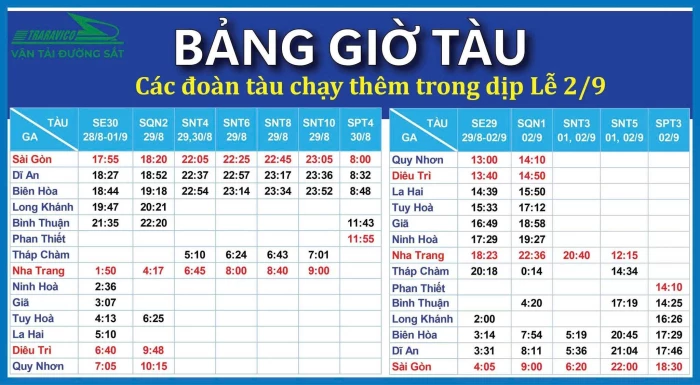 Chạy thêm tàu trong dịp lễ Quốc khánh 2-9
