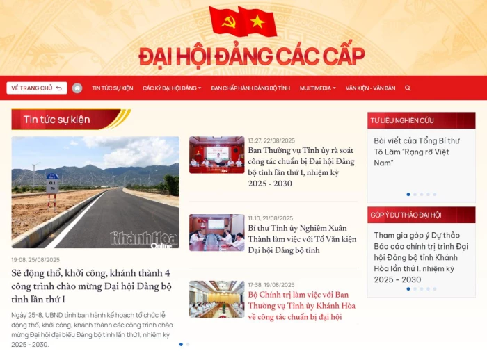 Ra mắt Chuyên trang Đại hội Đảng các cấp nhiệm kỳ 2025-2030 trên Báo Khánh Hòa điện tử