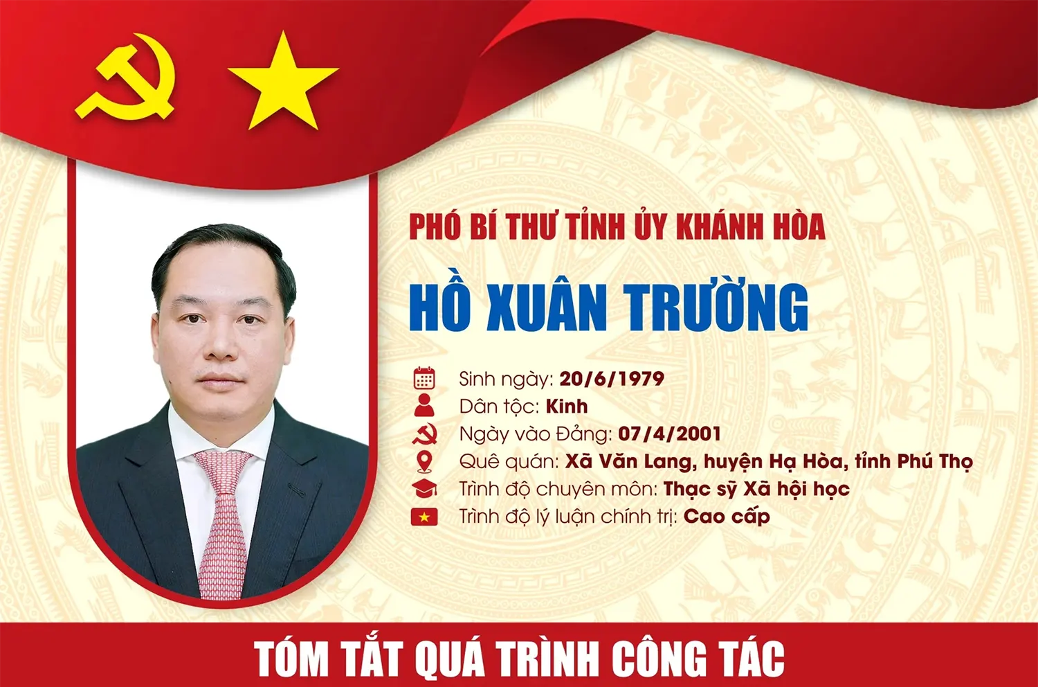Tóm tắt quá trình công tác của đồng chí Hồ Xuân Trường