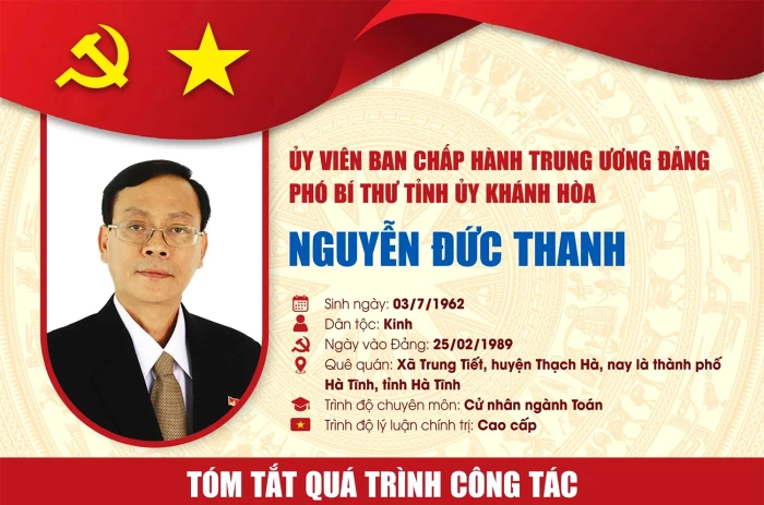 Tóm tắt quá trình công tác của đồng chí Nguyễn Đức Thanh