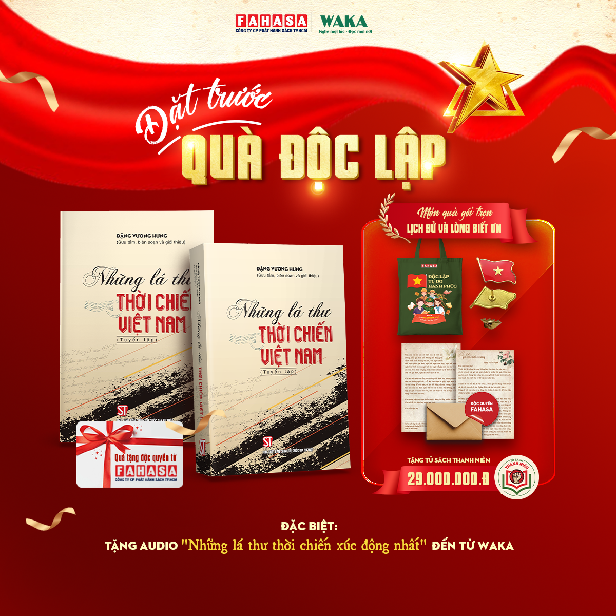 Combo sách Quà Độc lập với sách in và audio về lịch sử hấp dẫn. Ảnh: Waka