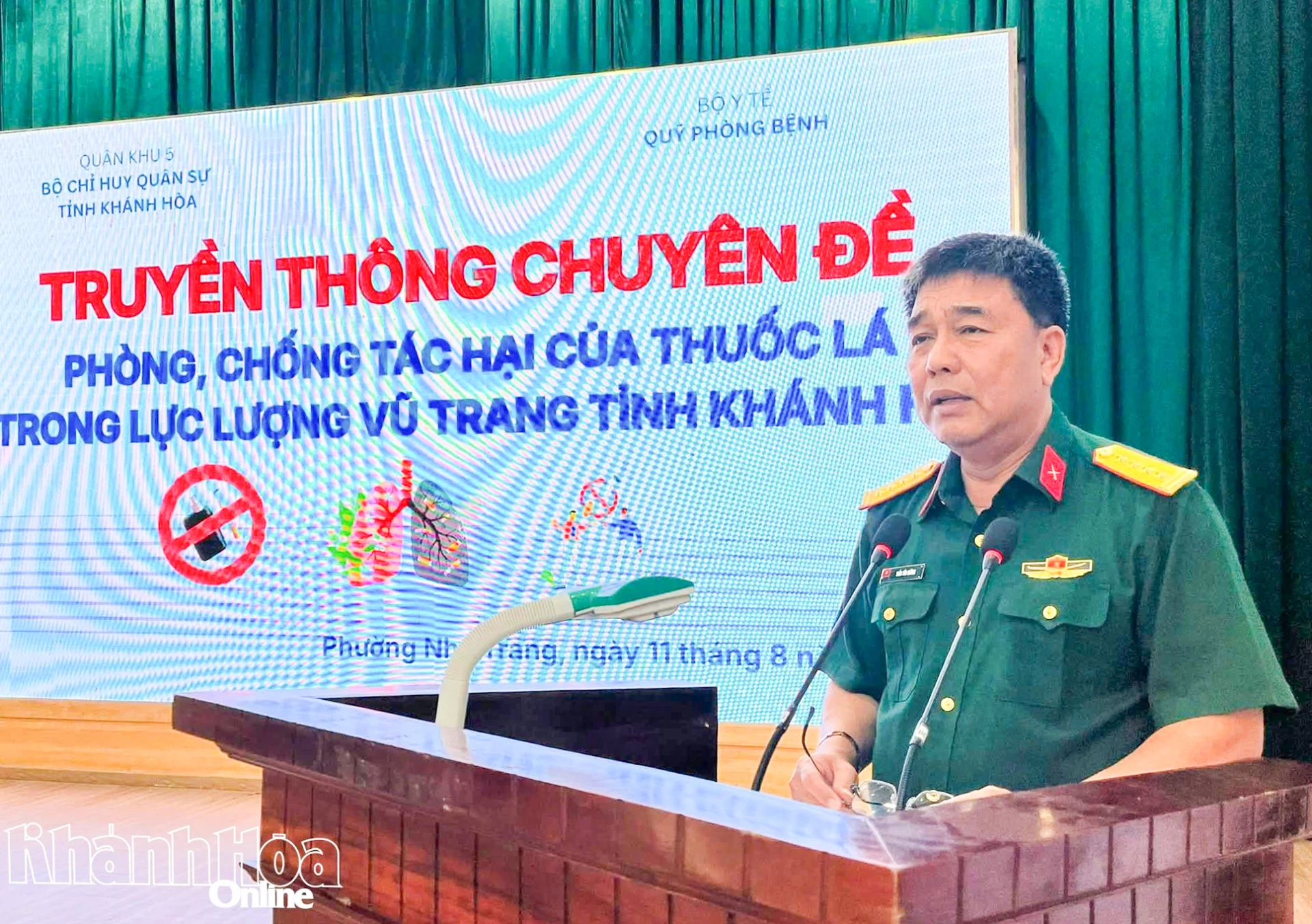 Đại tá Trần Tấn Cường phát biểu tại chương trình.