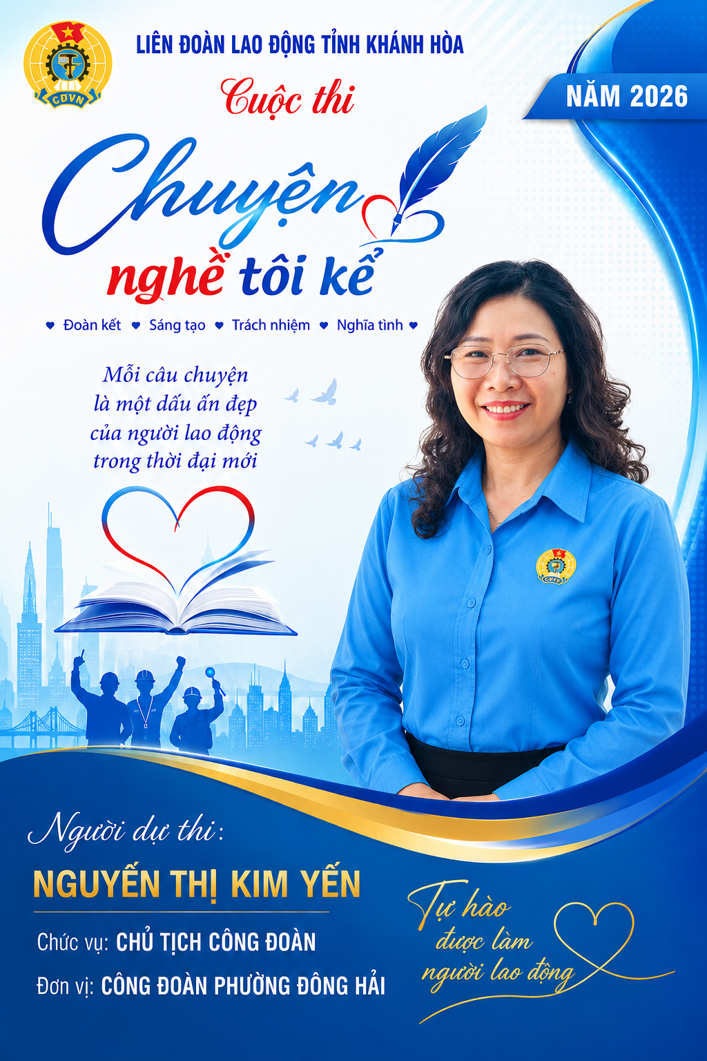 Tác giả Nguyễn Thị Kim Yến - Chủ tịch Công đoàn phường Đông Hải.