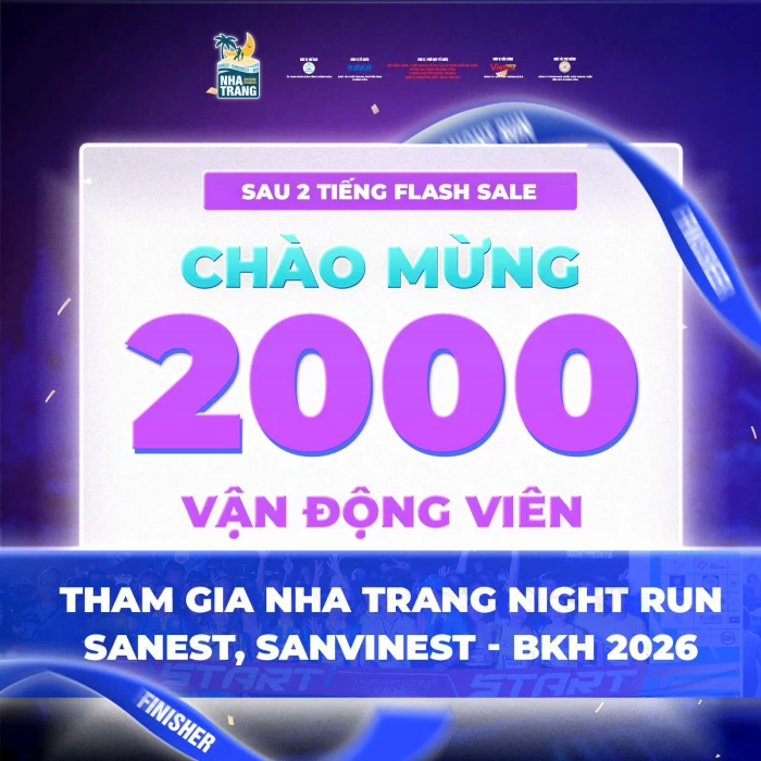 Giải chạy Nha Trang Night Run Sanest, Savinest - BKH 2026: Chạm mốc 2.000 vận động viên sau 120 phút mở cổng đăng ký