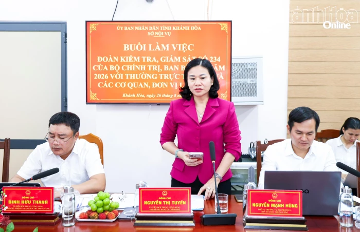 Đoàn Kiểm tra, giám sát số 234 của Bộ Chính trị, Ban Bí thư làm việc với Sở Nội vụ tỉnh Khánh Hòa