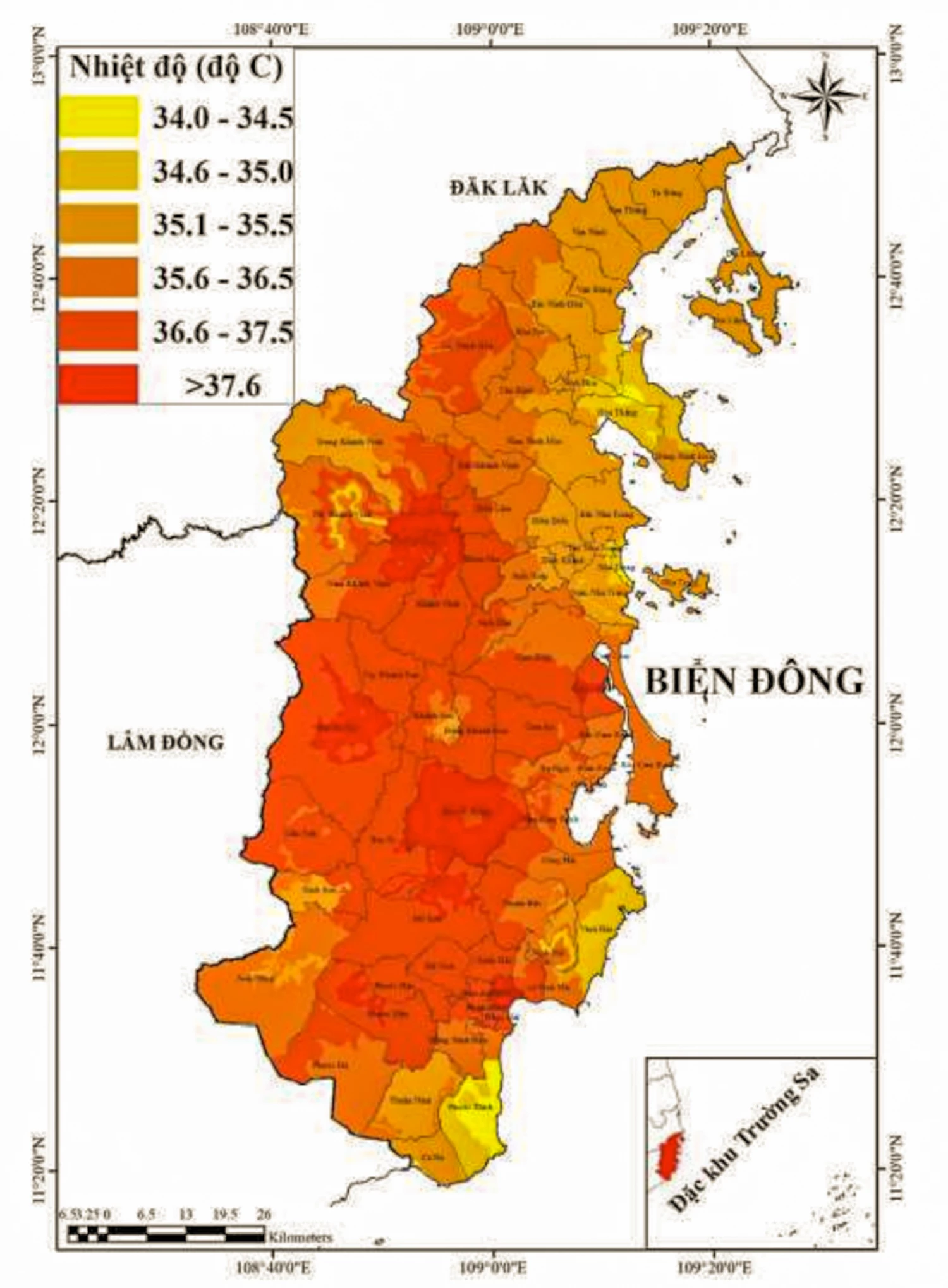 Bản đồ dự báo nhiệt độ cao nhất trong 24 giờ tới