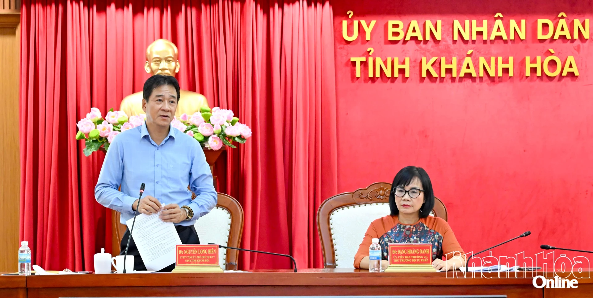 Phó Chủ tịch Thường trực UBND tỉnh Nguyễn Long Biên phát biểu tiếp thu ý kiến của đoàn kiểm tra.