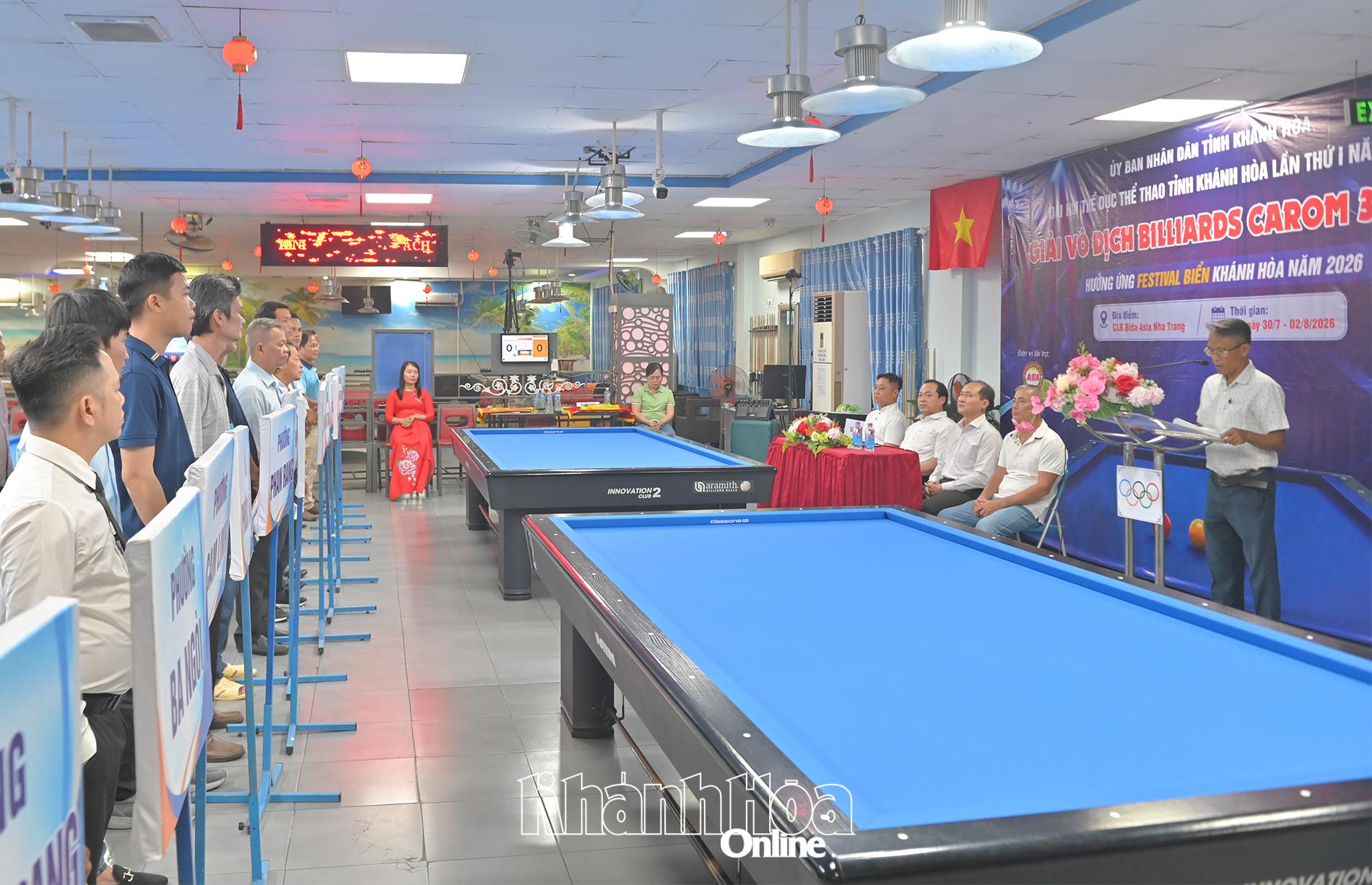 Lễ khai mạc Giải vô địch Billiards carom 3 băng Đại hội TDTT tỉnh lần I.