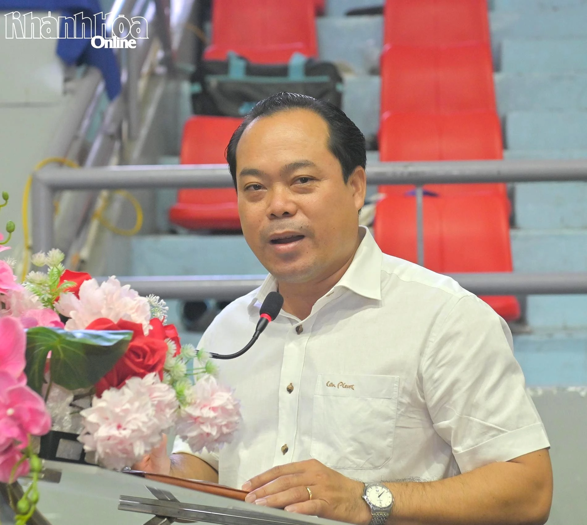 Ông Phan Đức Cường - Giám đốc Trung tâm Dịch vụ thi đấu thể thao, Phó Trưởng Ban tổ chức giải phát biểu khai mạc.