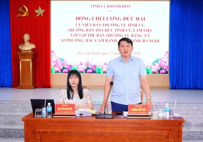 Trưởng Ban Tổ chức Tỉnh ủy Lương Đức Hải làm việc với Đảng ủy 3 phường khu vực Cam Ranh