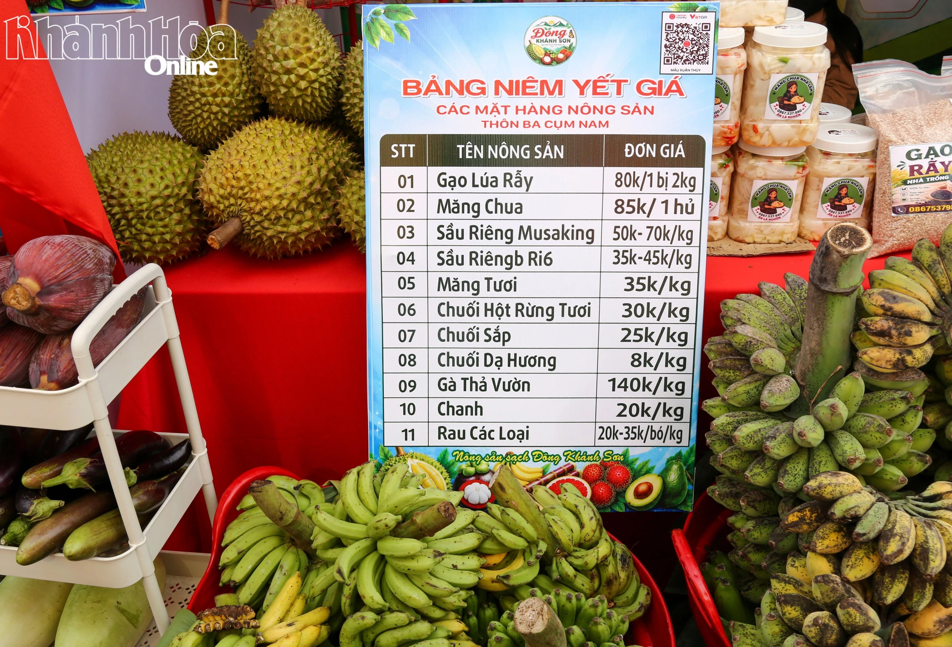 Nông sản được niêm yết giá rõ ràng